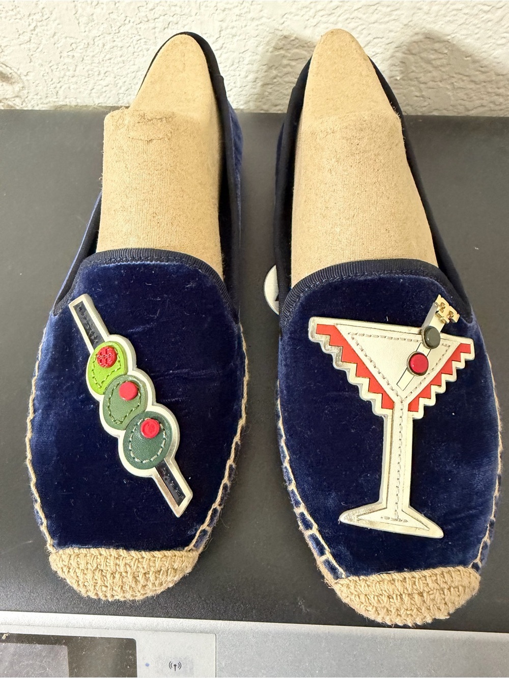 Tory Burch martini and Olive espadrille in blue velvet size 7